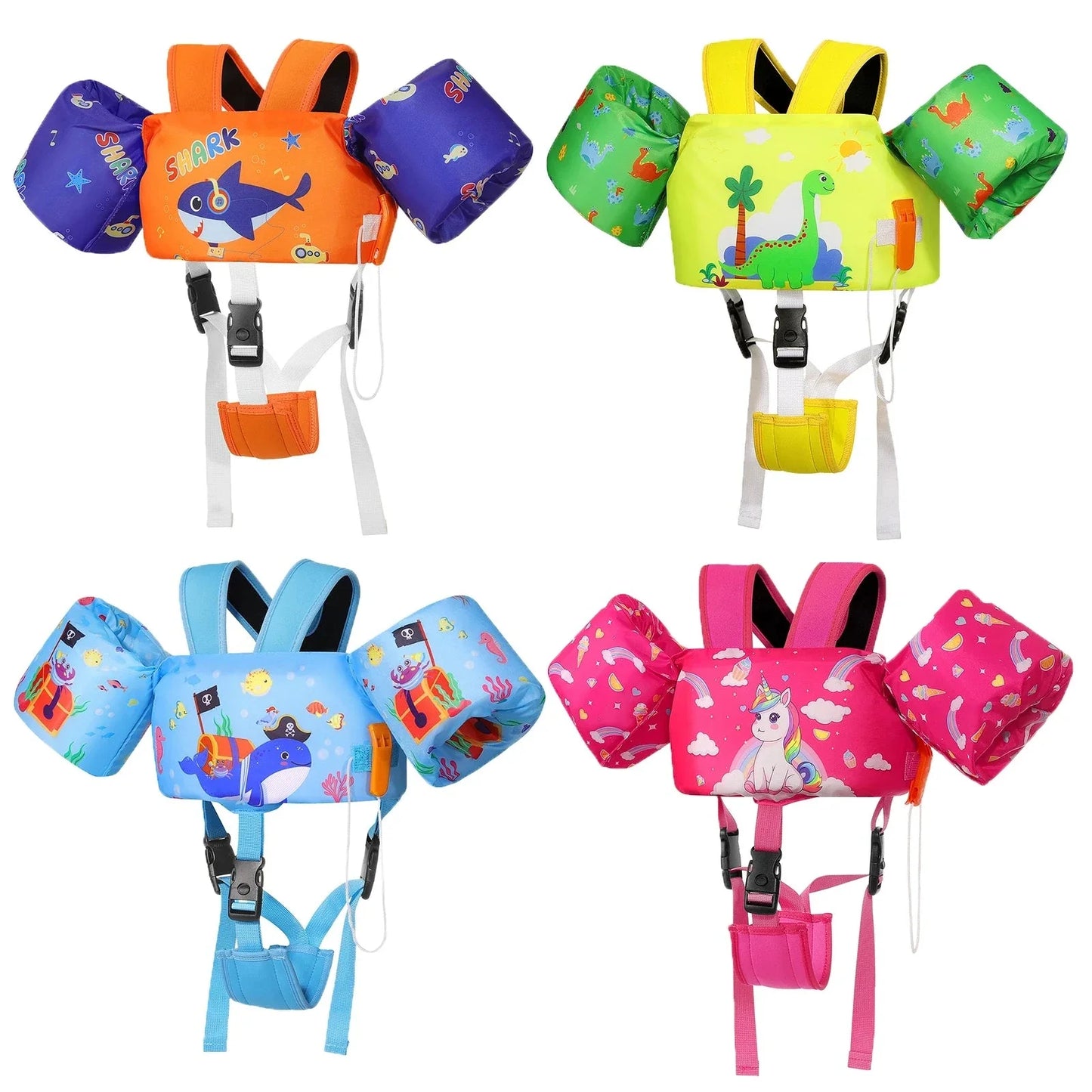 Colete de Natação Infantil com Braçadeiras e Alça Ajustável